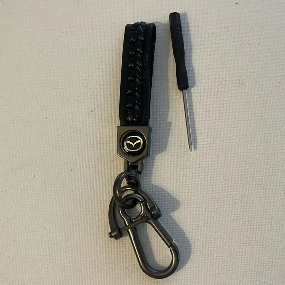 Mazda key fob Keychain in black leather NWT